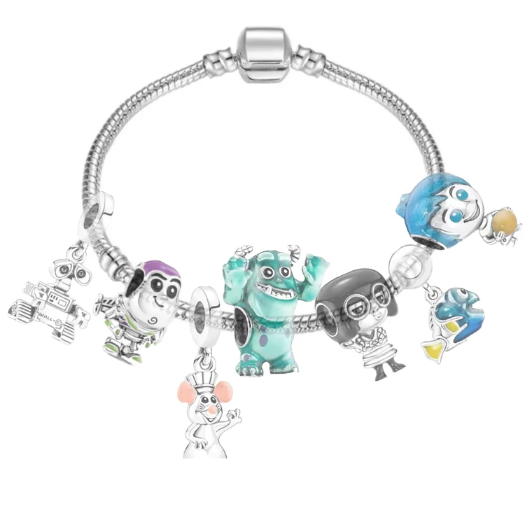 2024 Moments Pixar style buzz Light year cc cheap flower charms bracelet toy