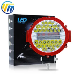 High Performance highlight spotlight dual color red blue flash 51w 7 inch round excavator work light