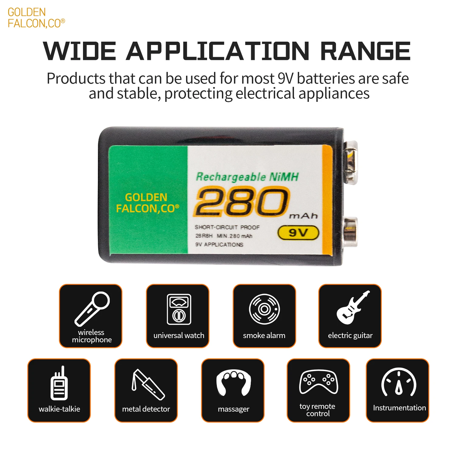 High Capacity 9V NiMh rechargeable battery 9V 280mAh rechargeable battery