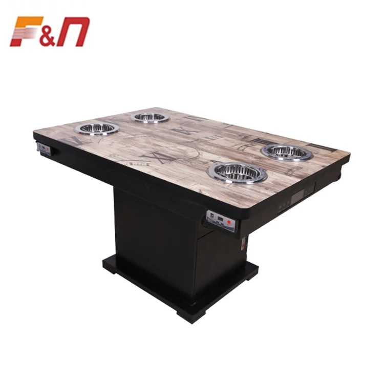 Restaurant Commercial Mini Hot Pot Table Dining Solid Wood Hotpot Table
