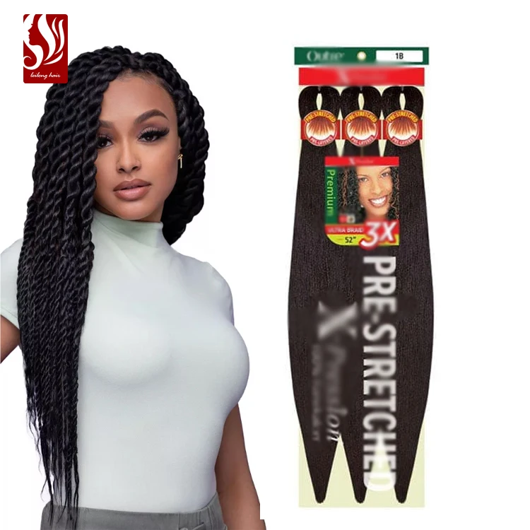Synthetic Braiding Hair 52 Inch Kanekalo 3x Pre Stretched Braiding Hair For Crochet Braiding Extension