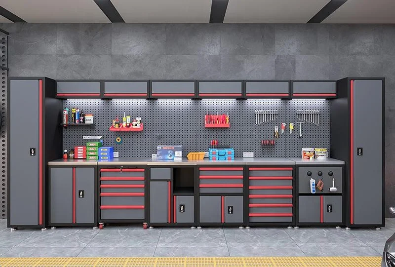 Tall Heavy-Duty Steel Tool Chest for AUTO Workshops & Factories Customizable OEM Support Modular Workbenches & Tool Trolley