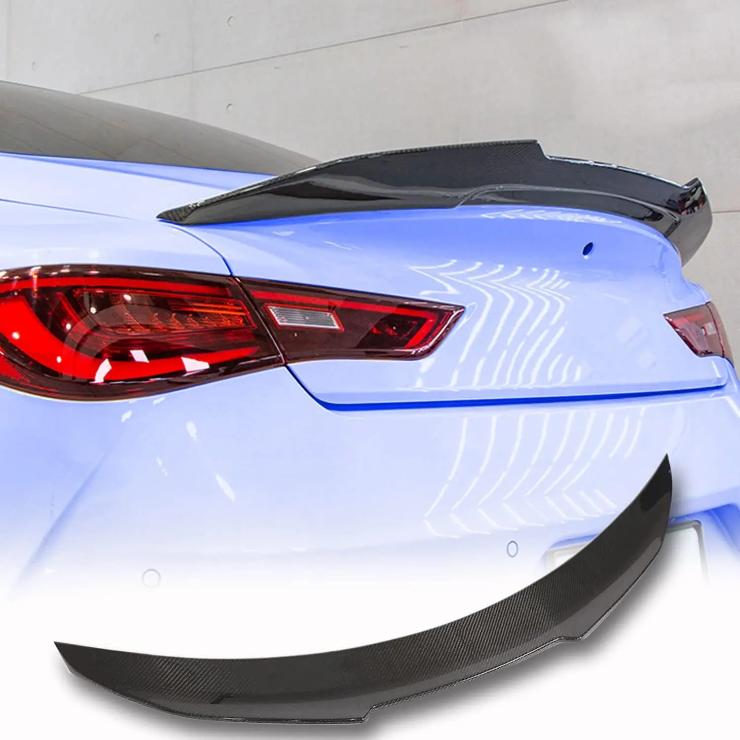 Real Carbon Fiber Trunk Spoiler Wing for Infiniti Q60 Q60S Coupe 2017-2022 high kick