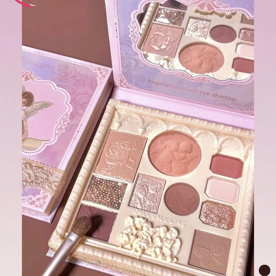 Hot sale Angel multi Makeup Eyeshadow Palette with Mirror glitter Highlighter bronzer matte blusher contour powder all in one