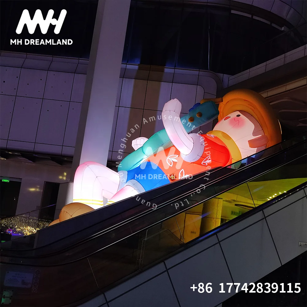 Cartoon Giant Inflatable Commercial Guitar Boy Cartoon Toy Outdoor Indoor Advertising Shop and Park for Decoration