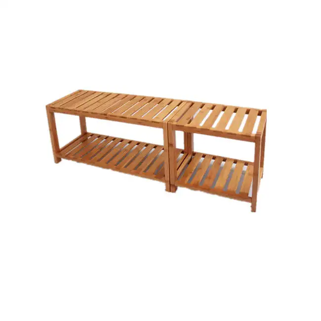 BAMBKIN Bathroom shower seat Spa bamboo shower bench with storage shelf