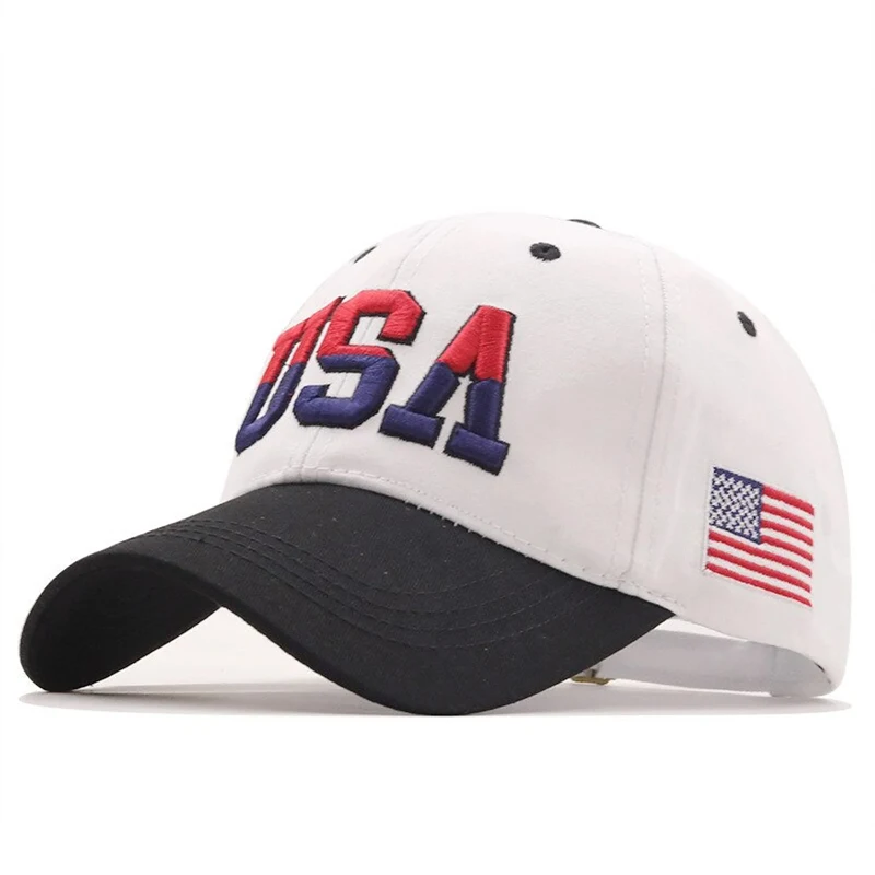 USA 3D Embroidered bone sports cap men US USA American Flag solid Hat women Adjustable custom baseball cap