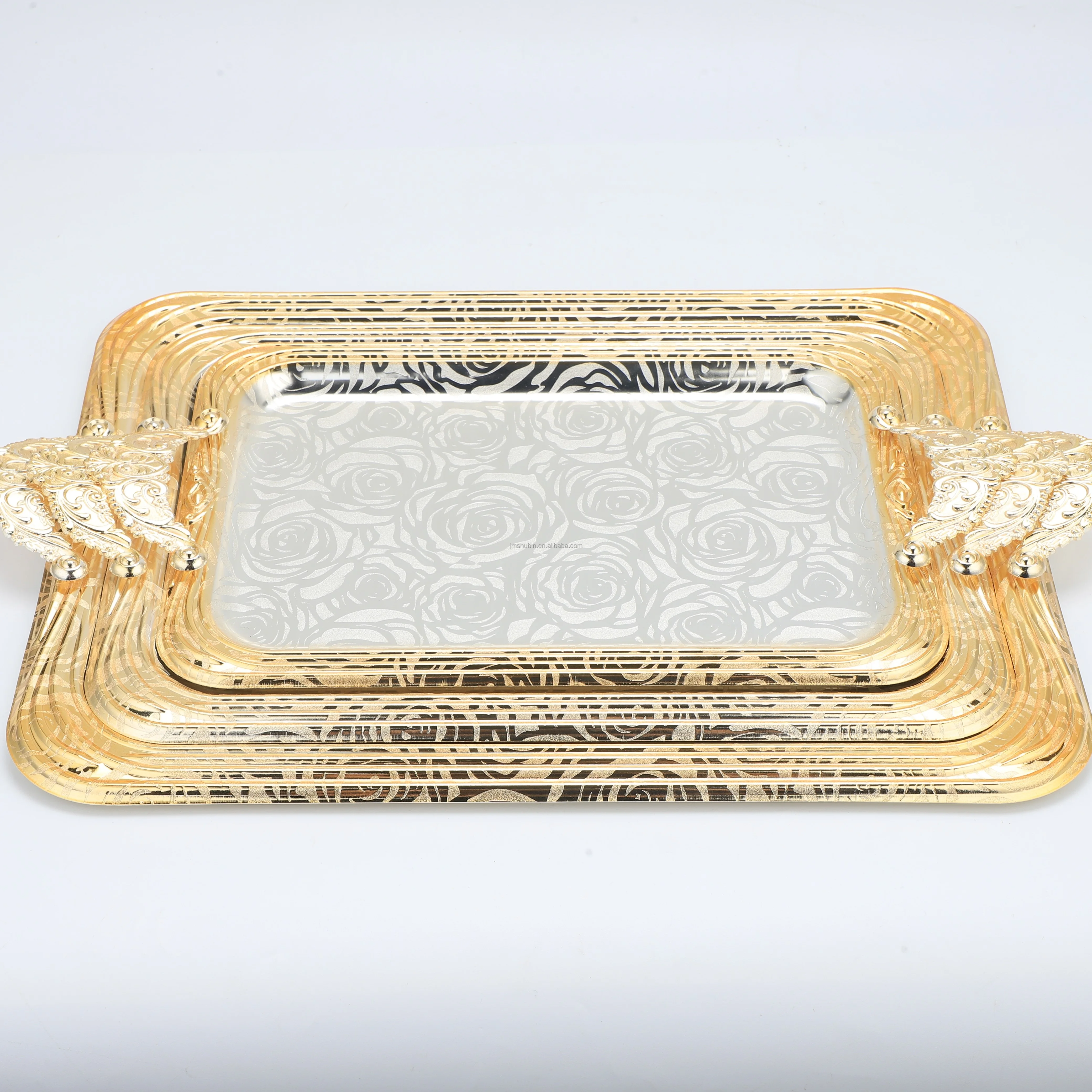 Durable Wholesale Modern Design Square Fruit Serving Gift Tray with Handles