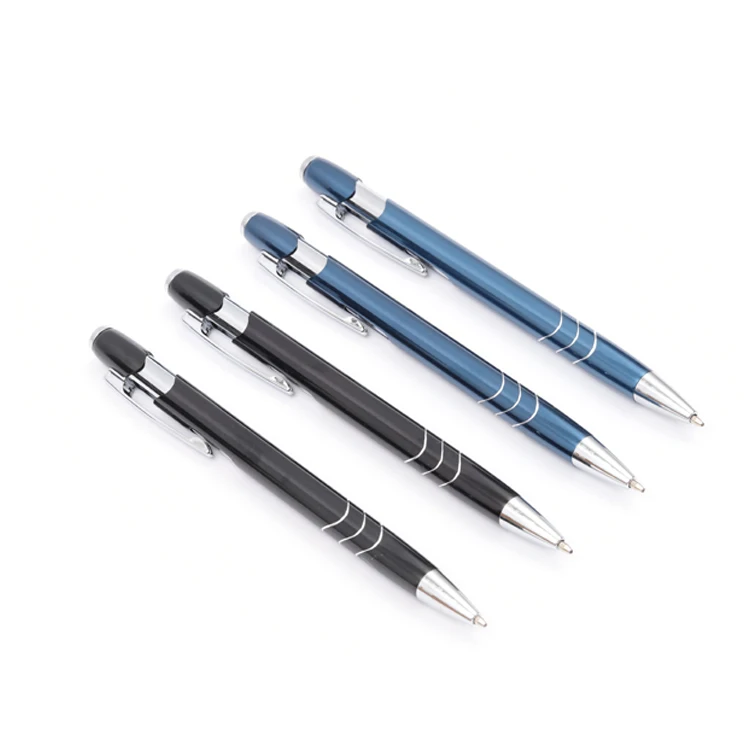 
Best metallic promotion click metal ballpoint luxury aluminum pen with custom logo printed 