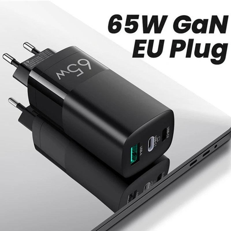 Адаптер для быстрой зарядки ноутбука с 3 портами USB Type-C 65