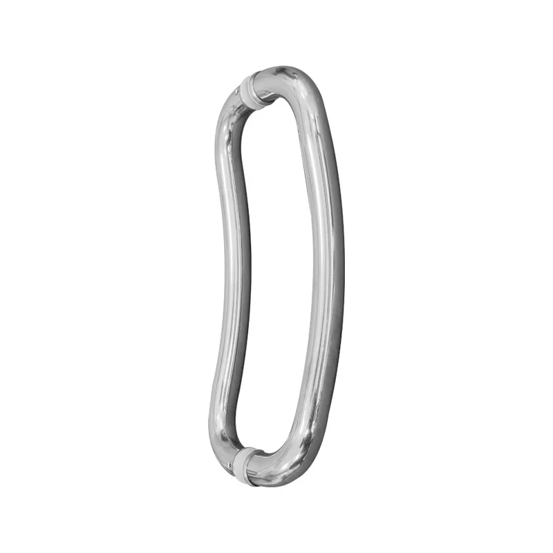 Hot selling bathroom glass door stainless steel handle with curved creative moon shaped round pipe handle