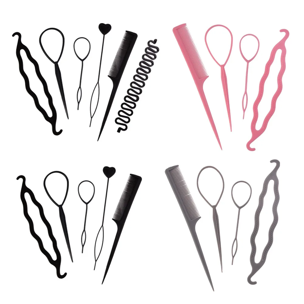 6Pcs /Set DIY French Hair Braiding Tools Plastic Parting Hair Comb Hair Styling Braiding Tools for Girls