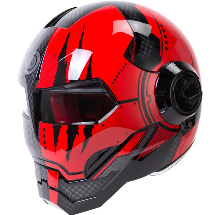 SLKE Cosplay Full Face Helmets Can Open Face Motorcycle Motorbike Riding Ironman Iron Man Helmet