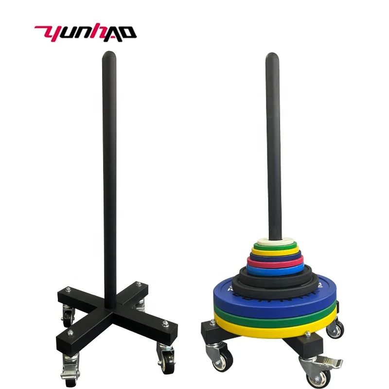 High Quality Gym Home Fitness Equipment Movable Trolley Storage Barbell Bumper Weight Plate Rack