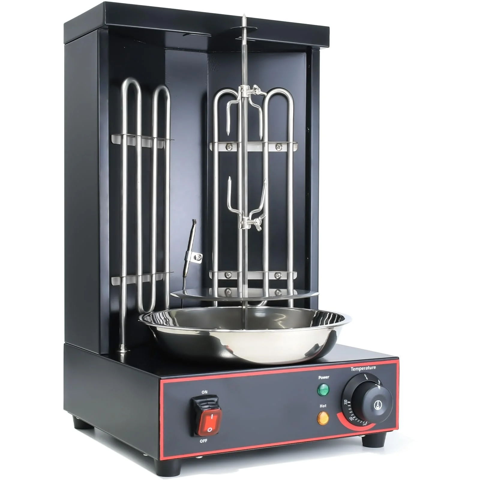Electric Vertical Chicken Grill Machine Countertop BBQ Rotisserie Stainless Steel Body with 2 Burners