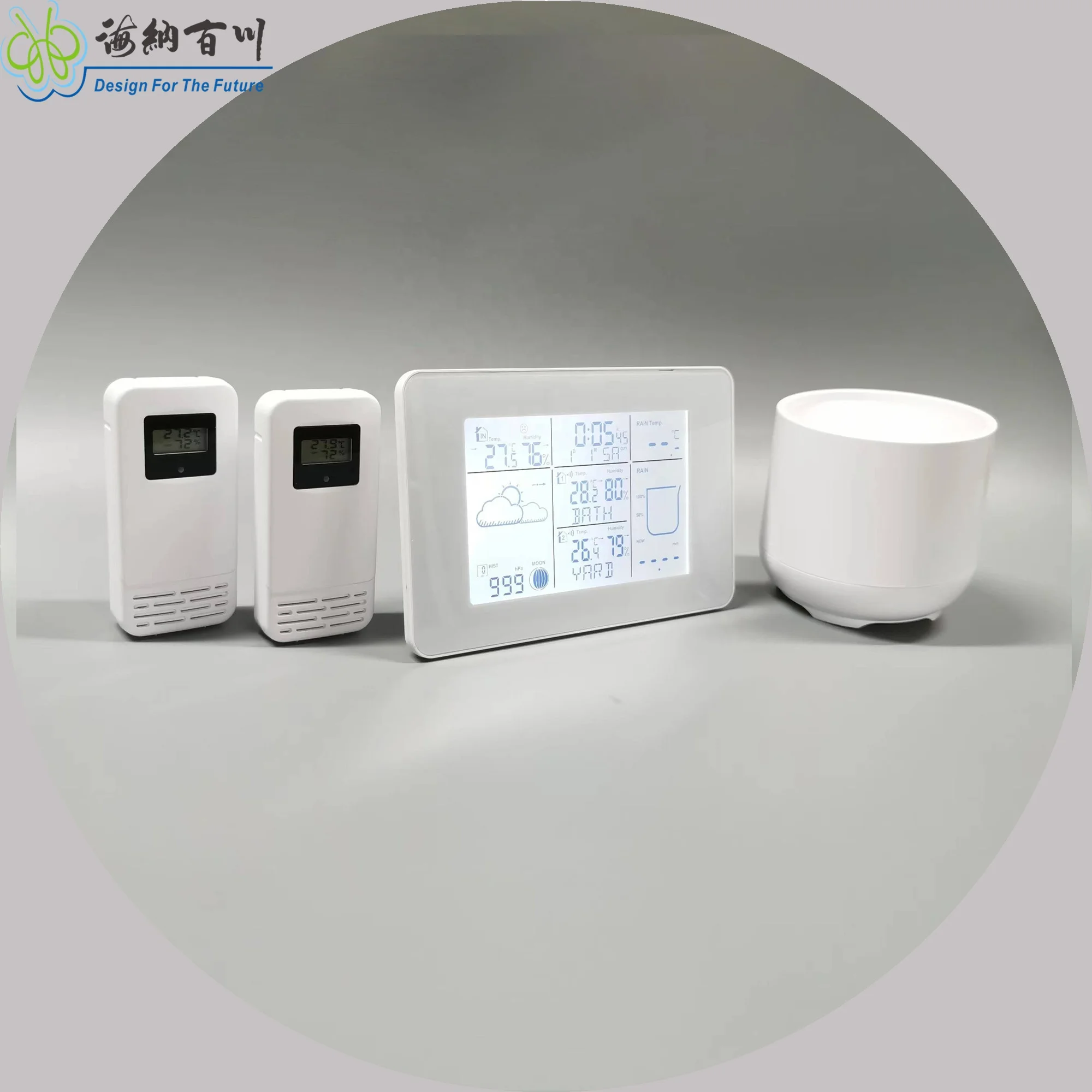 Wireless Multilingual Display Smart Home Weather Station Alarm Clock Rainfall Detector with Alert Features