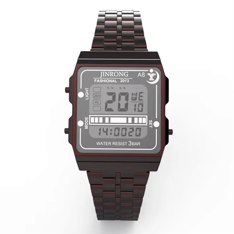 Low MOQ Hot sale LED Backlight Electronic watch Quality assure Chronograph LED Waterproof Sports Watch