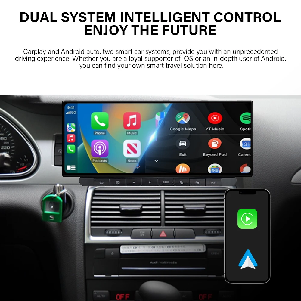 2005-2017 Audi Q7 12.3' Android Touch Screen Carplay Stereo 2K HD wifi GPS Quality with DVR for Dashboard Installation