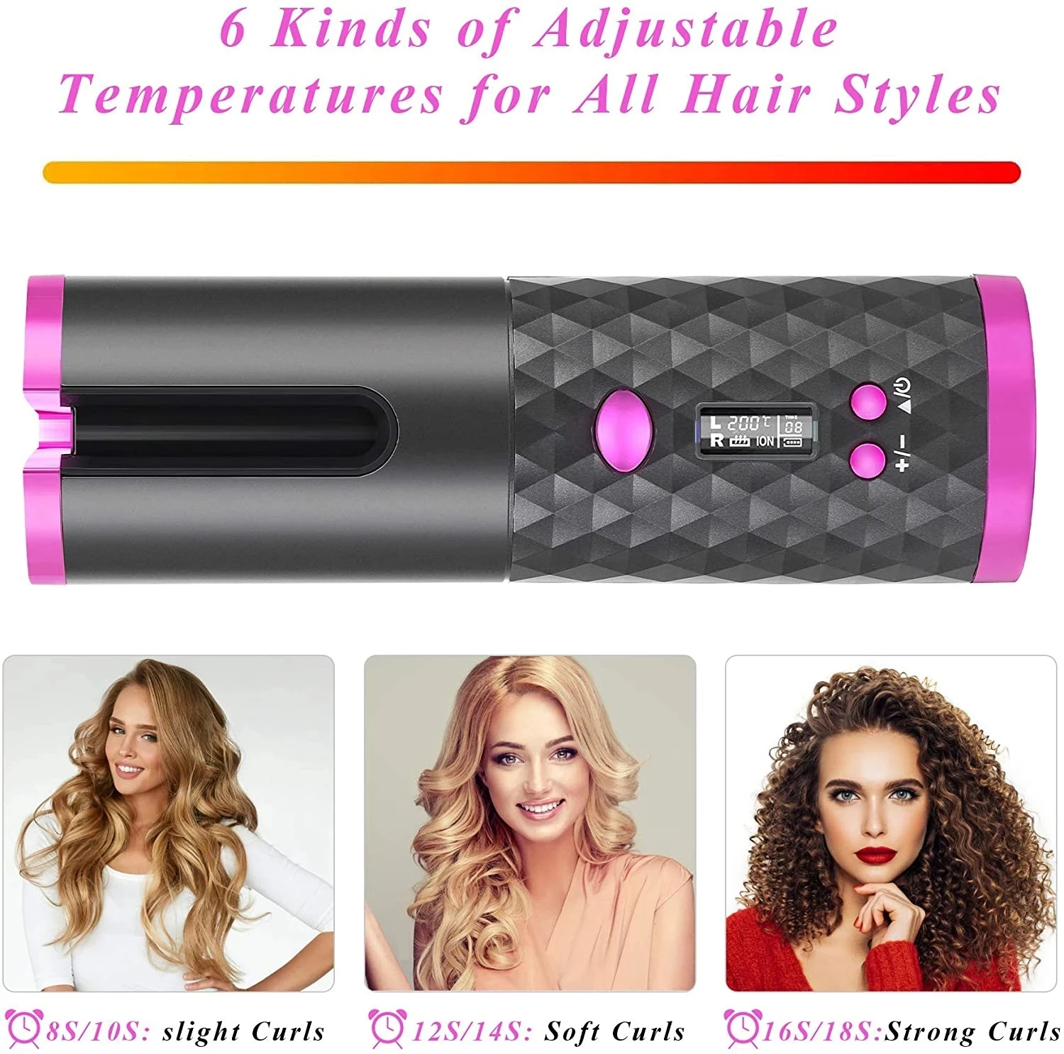 Best selling products 2024 portable multi styler hair curler USB Rechargeable professional  Automatic hair curler wand