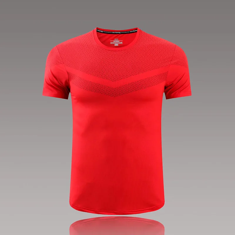 High Quality New Arrival 90% Polyester 10% Ammonia Short Sleeve Training Gym Quick Dry Sports Shirt
