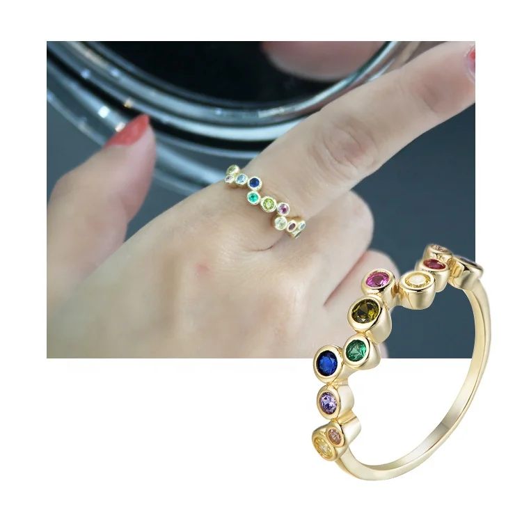 Hot Selling silver 925 Sterling Colored Zircon Engagement Wedding Ring 18k Gold and 925 Silver Rings For Personalised Women