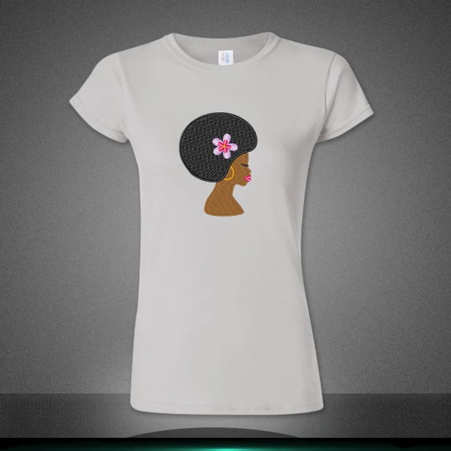 Оптовая продажа черный афро девушка железа на патч передачи с цветком Женщины патч значок логотип для одежды