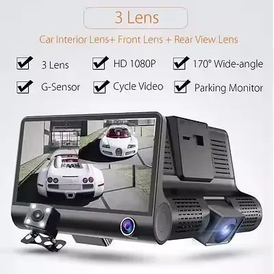 Efficient 3 Cameras Lens Dual Lens Video Recorder Car DVR System
