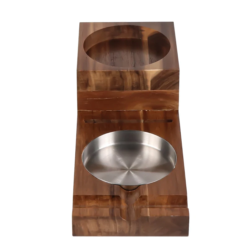 High Quality Wooden Cigar Ashtray Accessories Set Whisky Glass Tray Holder Cigar Ashtray Coaster With Cigar Cutter Slot