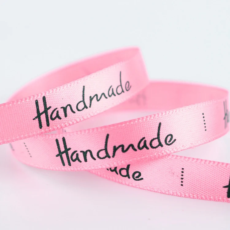 Polyester Woven Edge Tapes Labels Wholesale Customised Personalized Luxury Silk Double Faced Satin Ribbon with Printed Logo