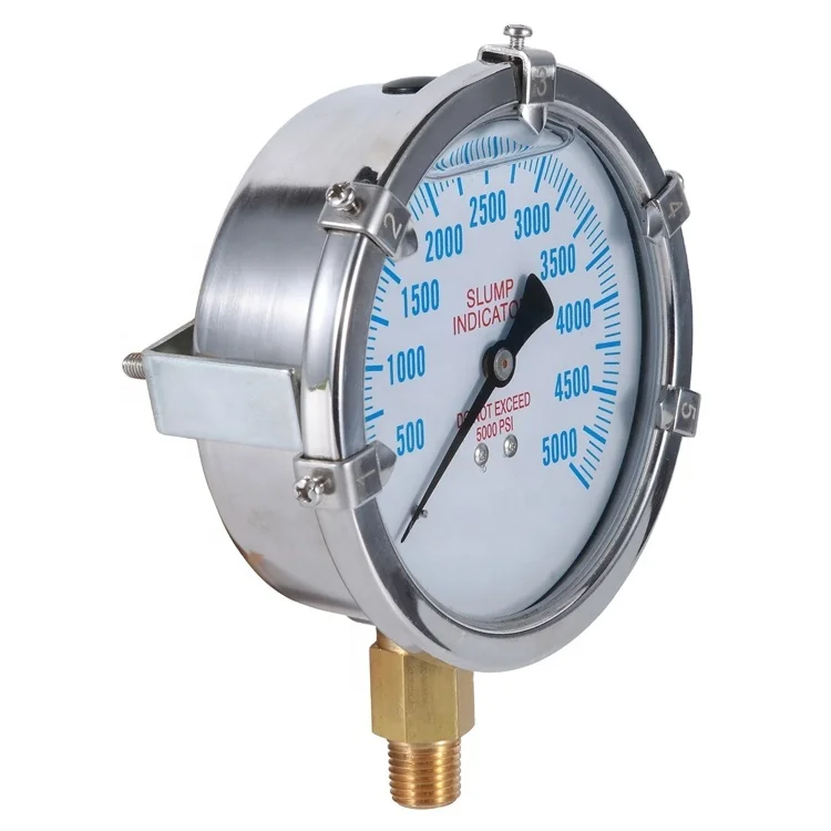 5000psi Slump Pressure Gauge, Slump Meter, Oil Filled Slump Indicator for Concrete Mixer Truck
