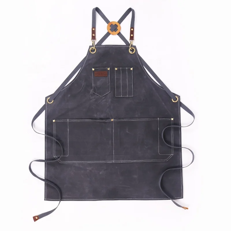 CHANGRONG Custom Best vintage men waterproof waxed canvas leather carpenter work tool apron