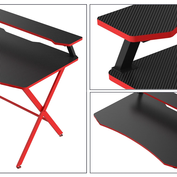 100cm Modern Red Computer Gaming Table With Monitor Stand Factory OEM Pc Gaming Desk With Shelf High Quality E-sports Gamer Desk