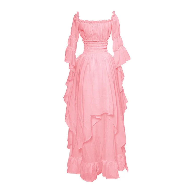 ecowalson   Women Medieval Dress Renaissance Vintage Style Gothic Dress Floor Length Women Cosplay Dresses Without Belt Medieval