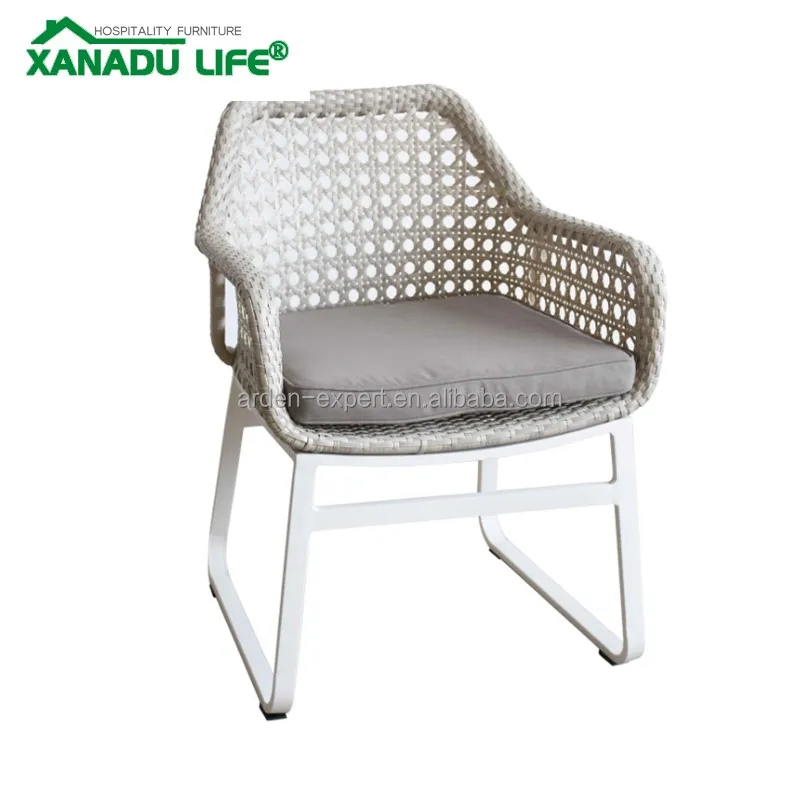 
Outdoor Aluminum Rattan Armchair Indoor Outdoor Living Room Hotel Event Hospitality Rattan Dining Chair Kitchen Cane Dining Set 