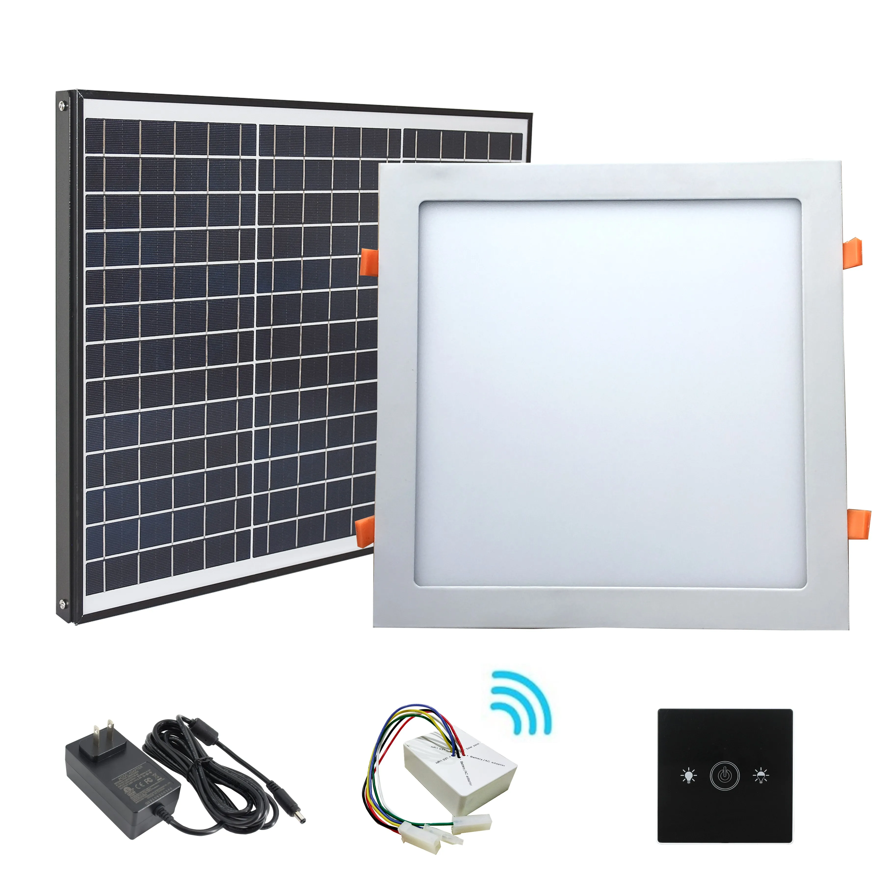 40W Day Night Solar AC DC Lighting 300mm Square Type Shaftless LED Skylight Pure White Color Wall Lamp Ceiling Panel LED Light