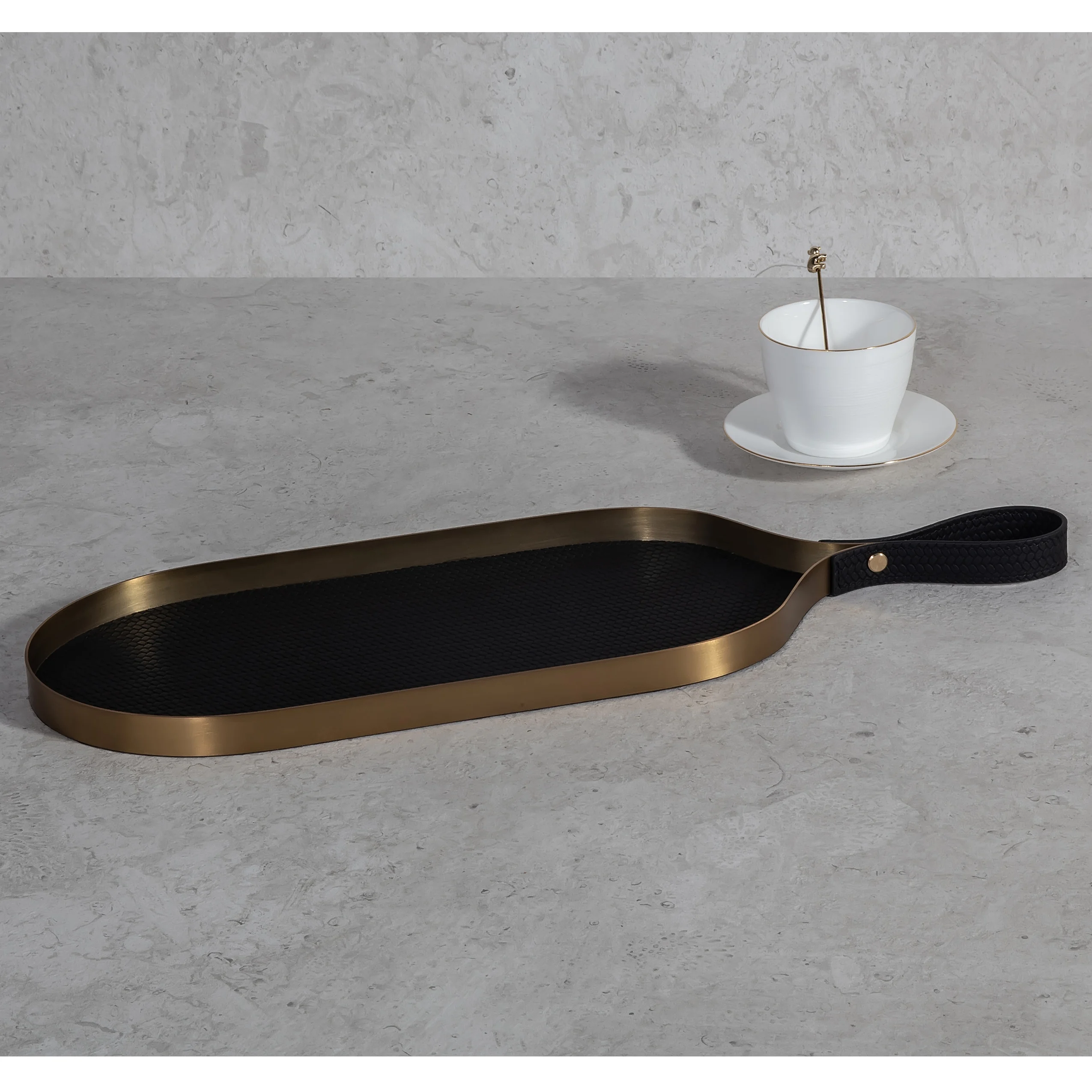 Decorative tray luxury small with edge imitation leather crocodile leather look luxury coin tray suitable for the bathroom