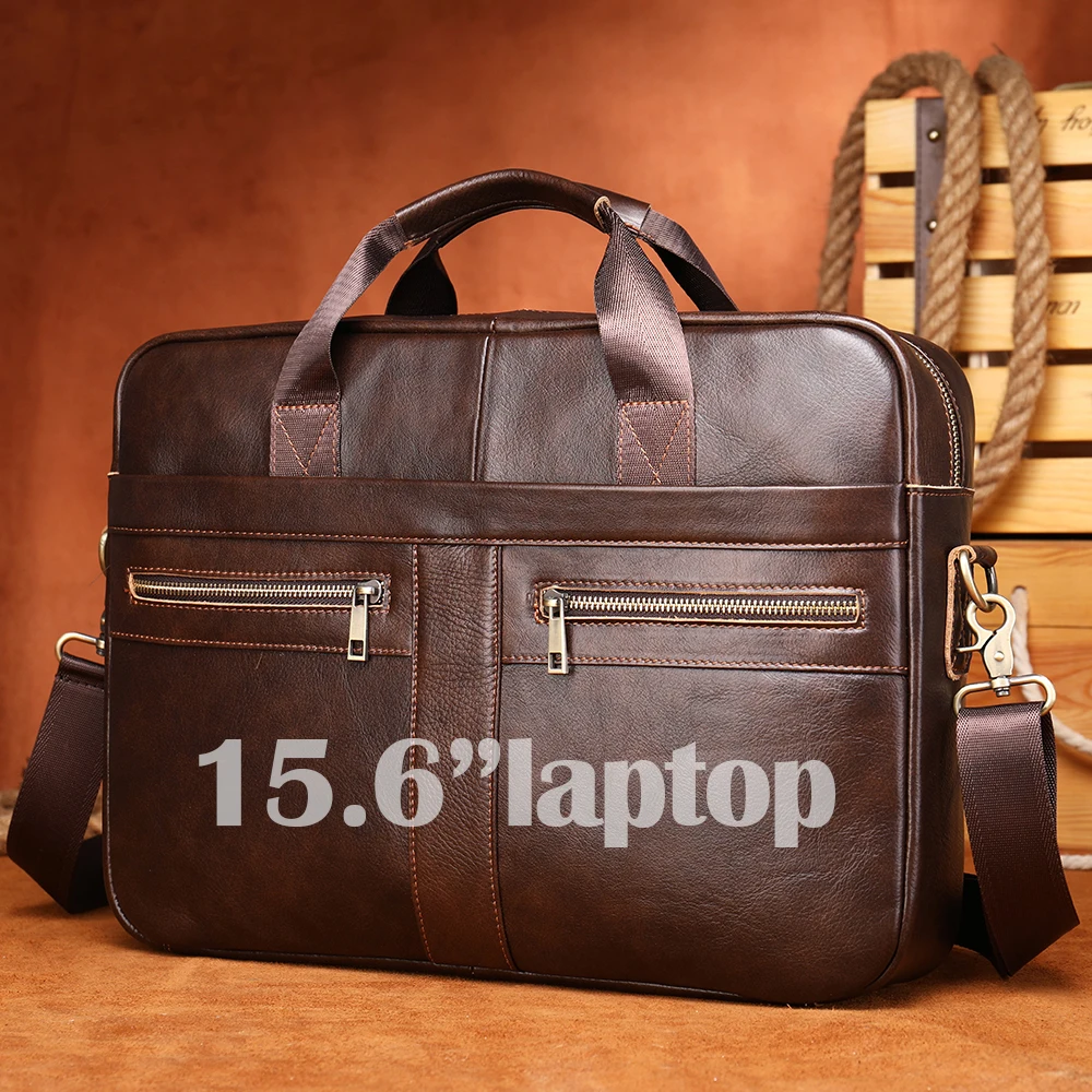  Men Office Business Shoulder Bag Genuine Leather Executive Briefcase Luxury Laptop bag Quality