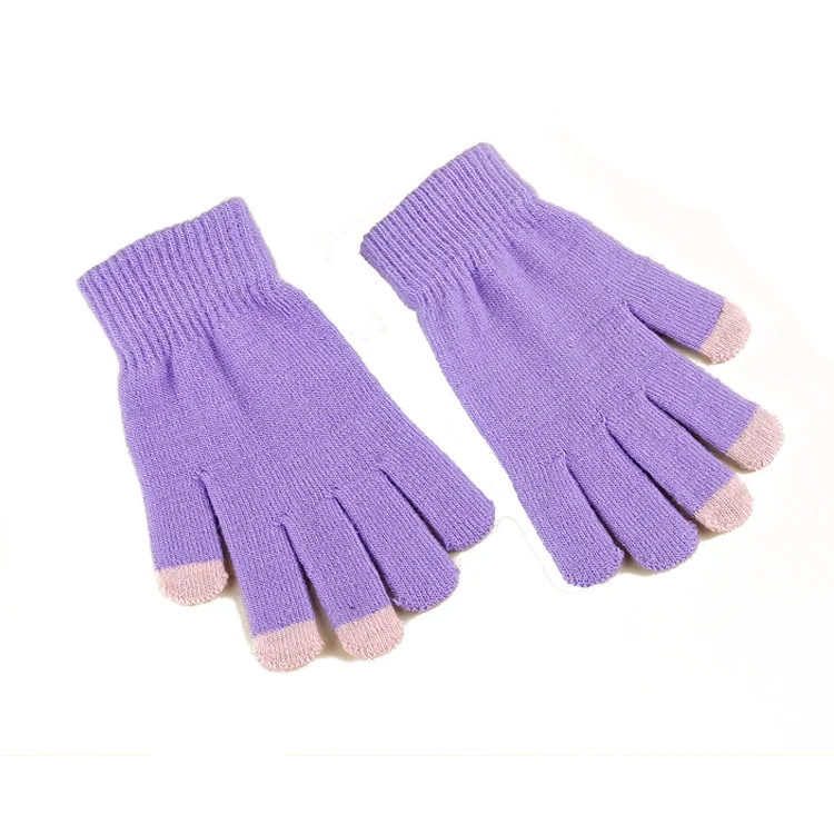 Solid Color Stretch Magic Knit Adult Winter Texting Gloves Unisex Smartphone Touch Screen Gloves with Logo