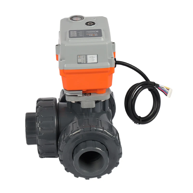 On-off Modulating Failsafe to Close 3 Way PVC UPVC Electric Water Treatment Control Valve Electric Actuator Ball Valve