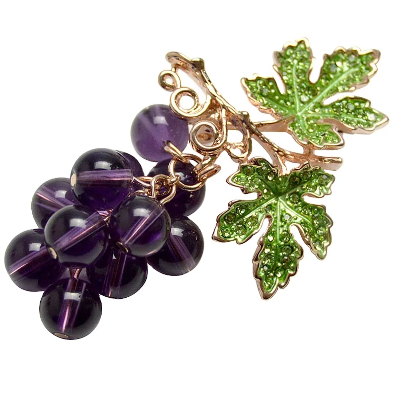 
Summer Crystal Grape Brooches for Women Cute Luxury Brooch Pin Fashion Jewelry Elegant Wedding Brooch Bouquet Hot 