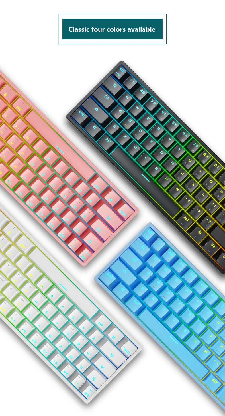 61Keys RGB Backling Gaming Keyboard Colorful Mechanical Custom Gaming Keyboard For Desktop