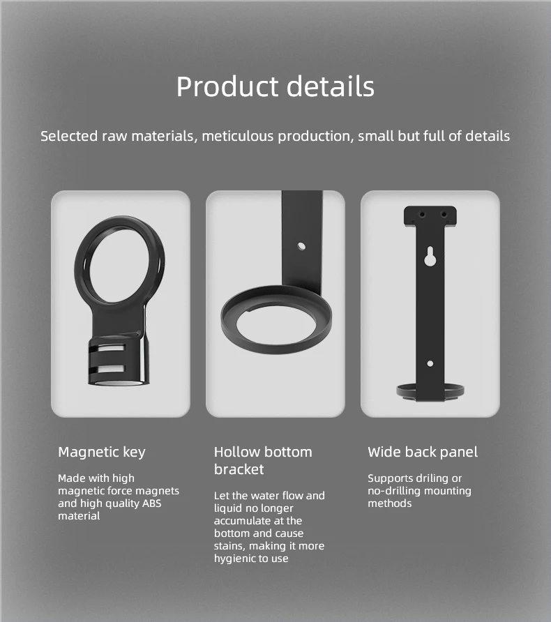 Modern Wall Mounted Shampoo and Conditioner Dispenser Magnetic Lock Refillable Shower Soap Dispenser for Bathroom