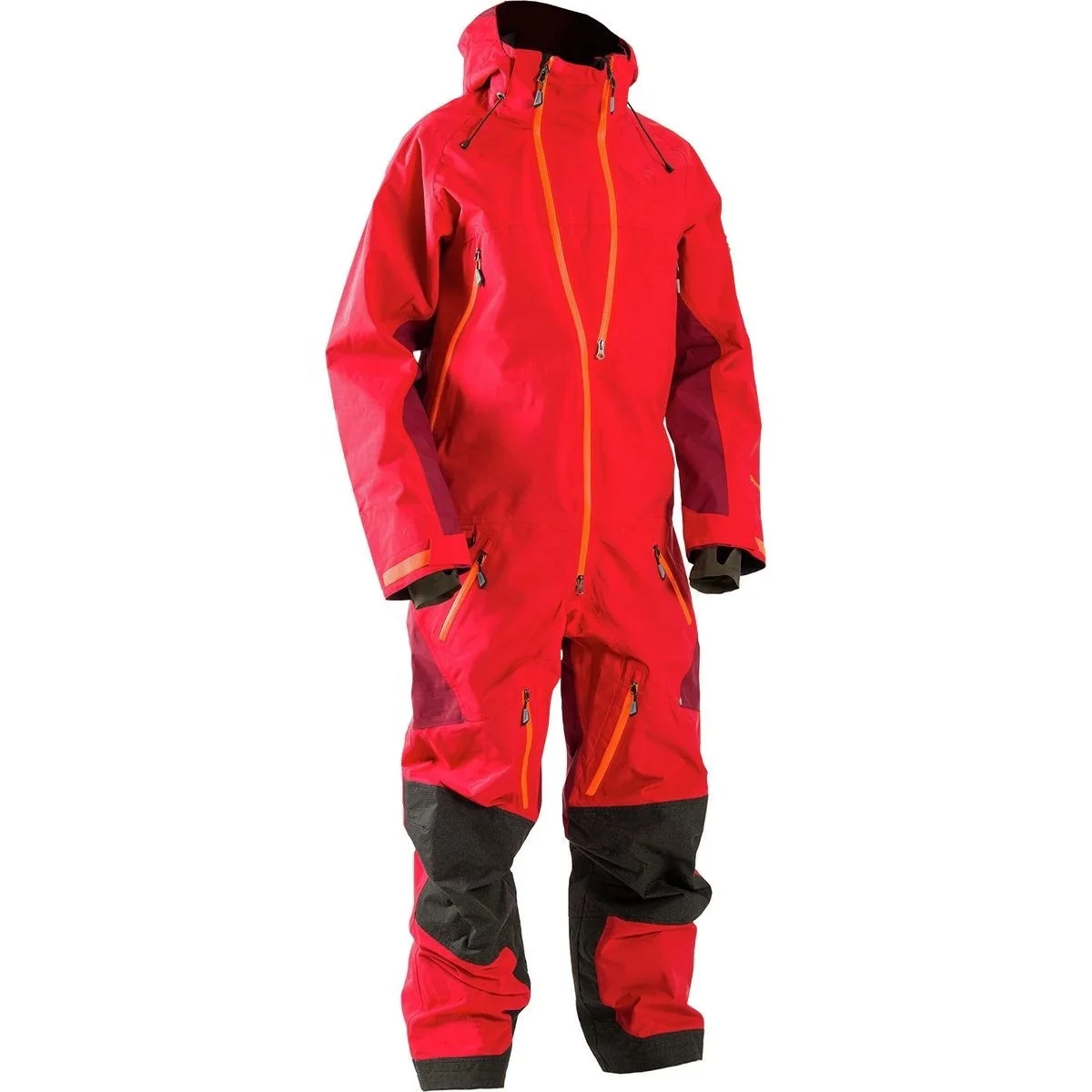 LF-Warm filling thick snow outfits ski suits mens one piece jumpsuit with hood