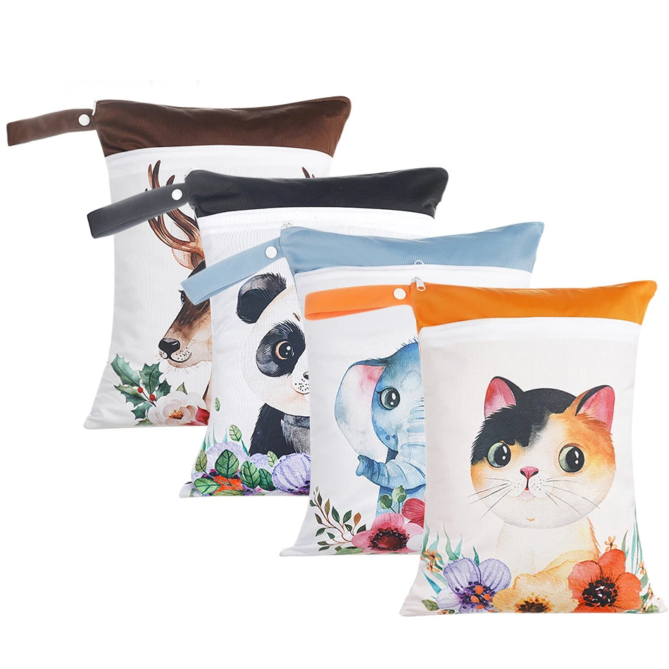  30x40cm waterproof placement print wet bag special positional diaper nappy with two contrasty