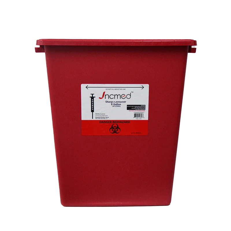 JCMED Plastic sharps container 8 gallon  bin medical pure syringe with box