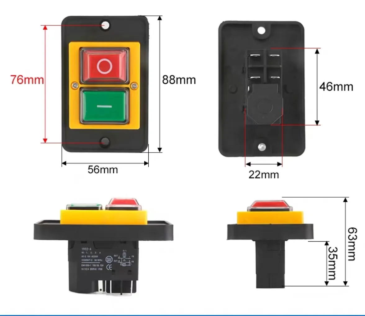 Electromagnetic button switch waterproof switch slicing machine switch