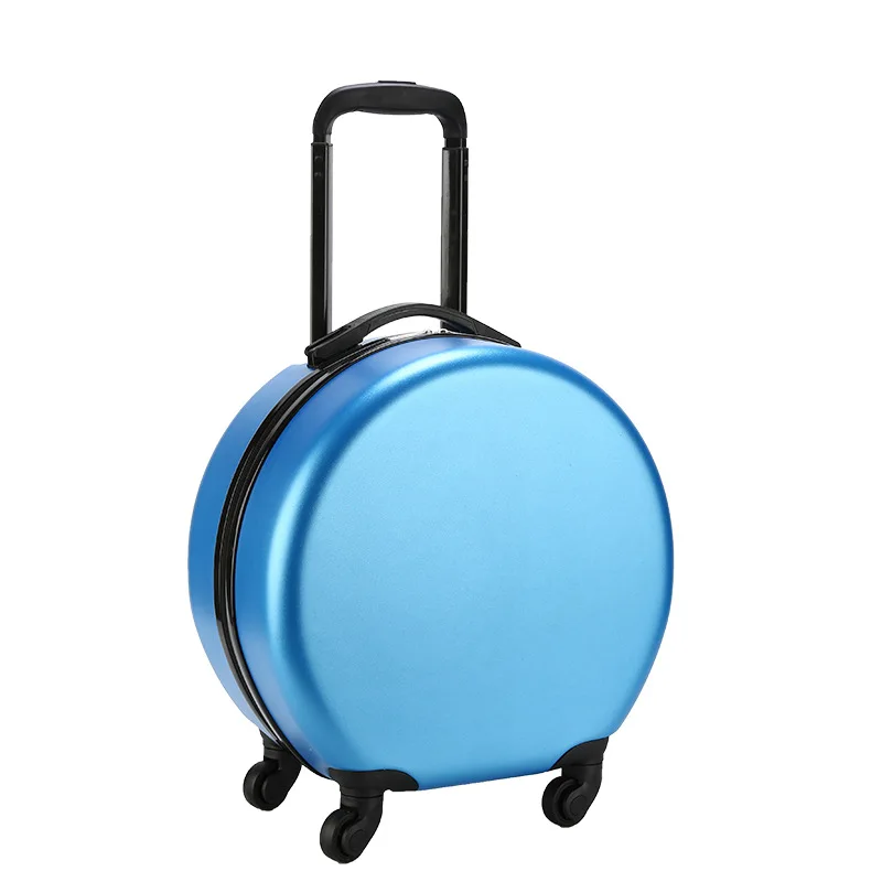 Custom logo 18 inch round travelling spinner suitcase zipper small trolley luggage travel box boarding case