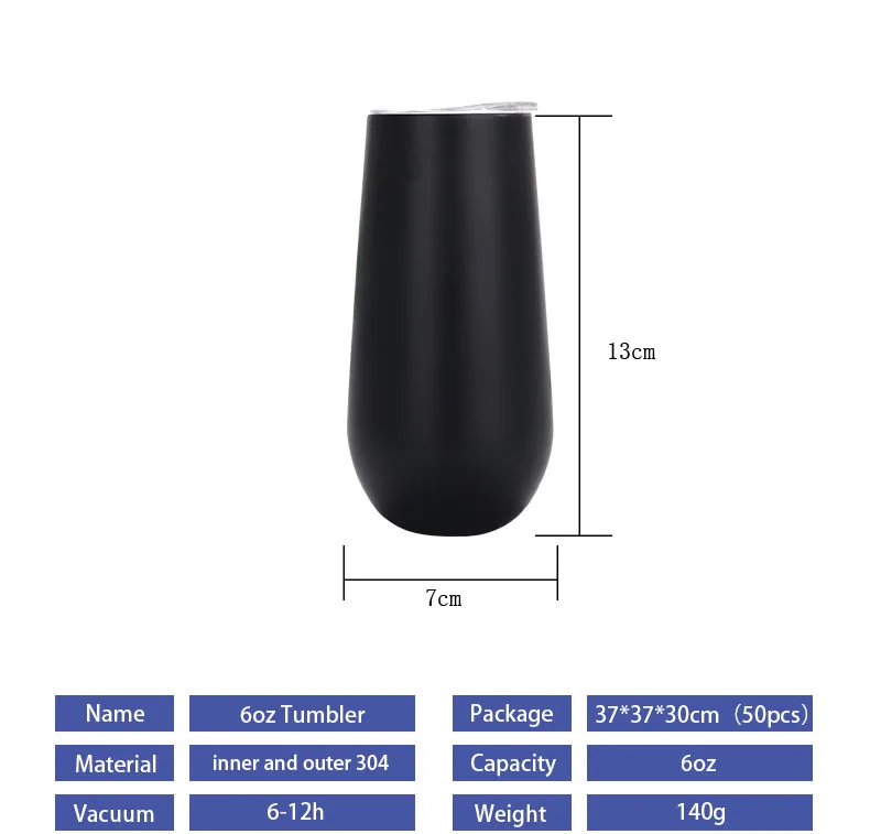 6oz Coffee Mug Double Wall Egg Mug Gift Tumbler Stainless Steel Vacuum Insulated Tumbler Cups Egg Tumbler Wine Mugs