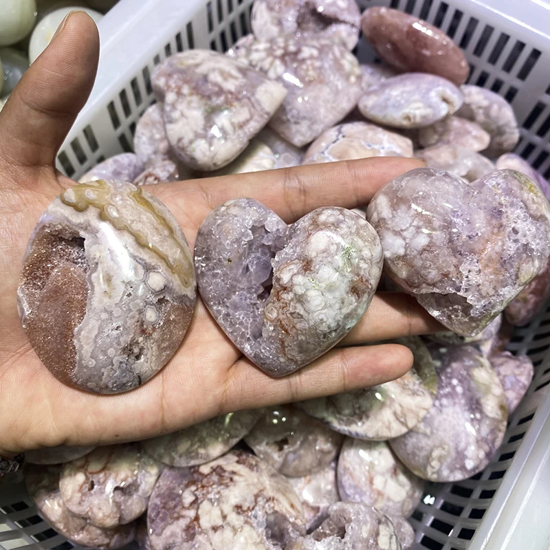 Оптовая продажа натуральный кристалл сердце лечебные камни цветок агат ремесло для украшения фэншуй