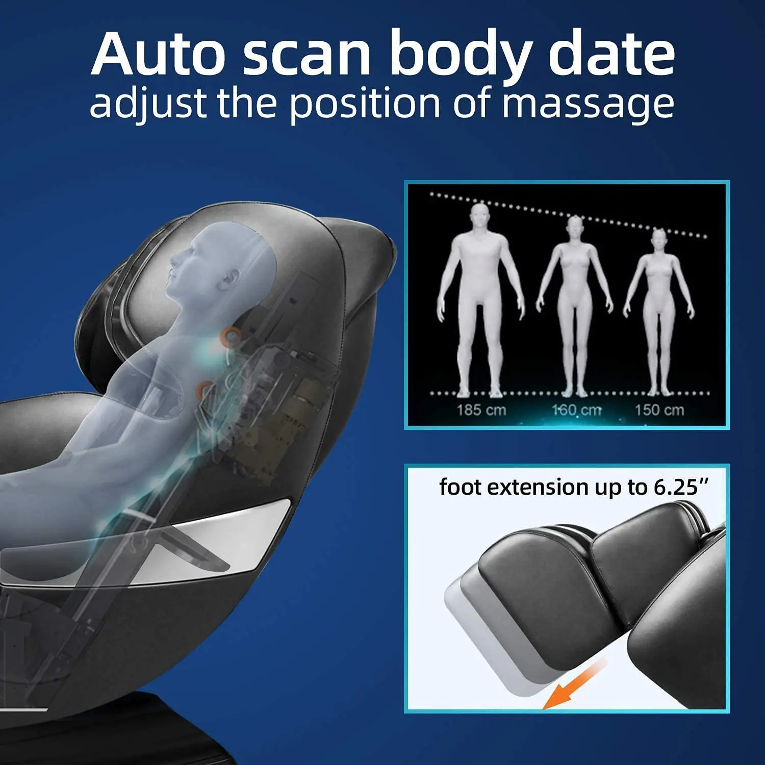 Zero Gravity with Heating Deep Full Body Massage Yoga Stretch  Pain Relief Full Foot Massage Perfect Luxury Gift Black